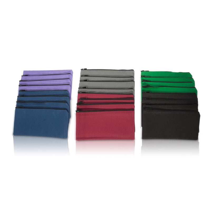 DALIX Zippered Money Pouch Bank Bag Pencil Marker Bags Assorted Colors 24 Pack - Image 2